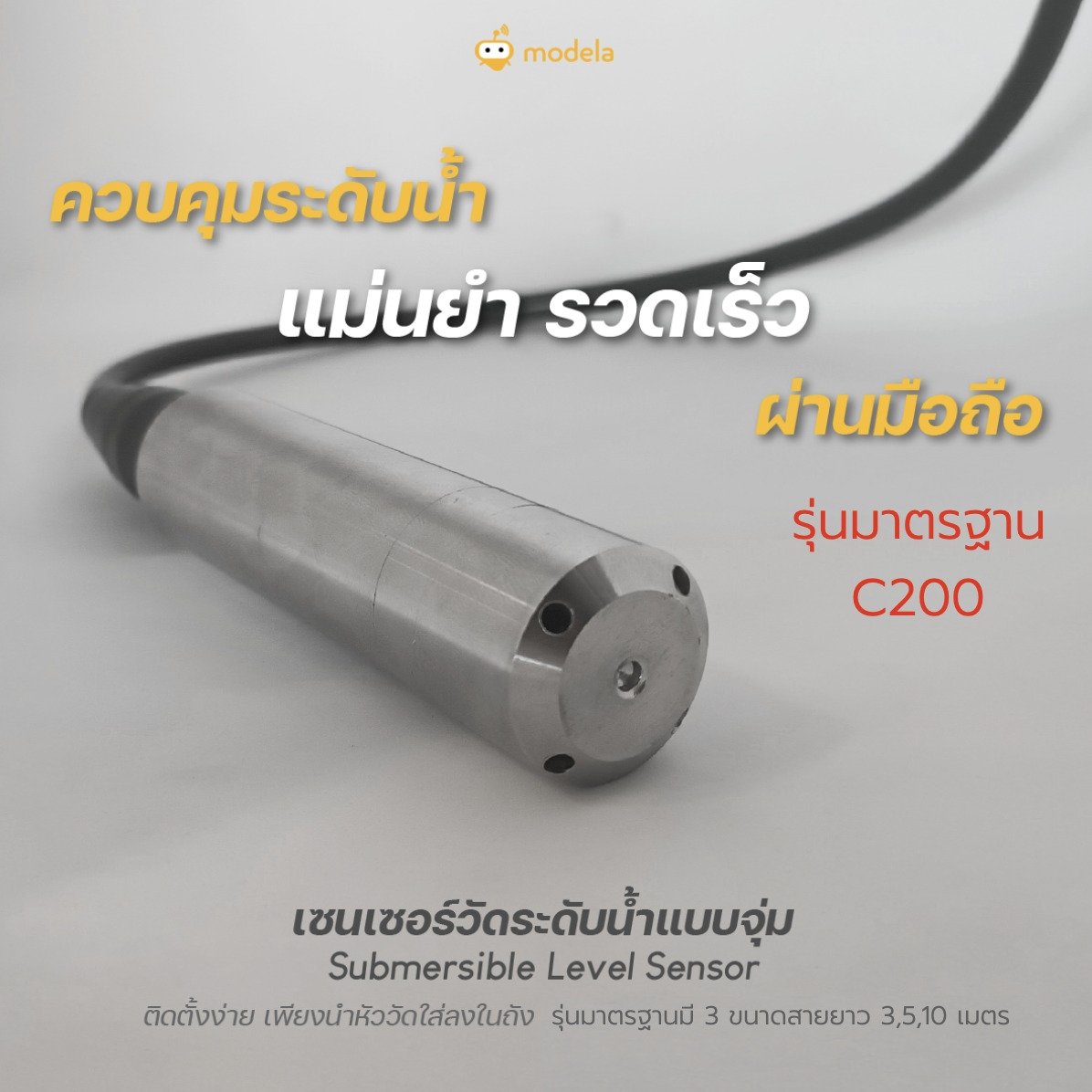 เซนเซอร์วัดระดับน้ำแบบจุ่ม IoT Water Level  Transducer สายยาว 5 เมตร