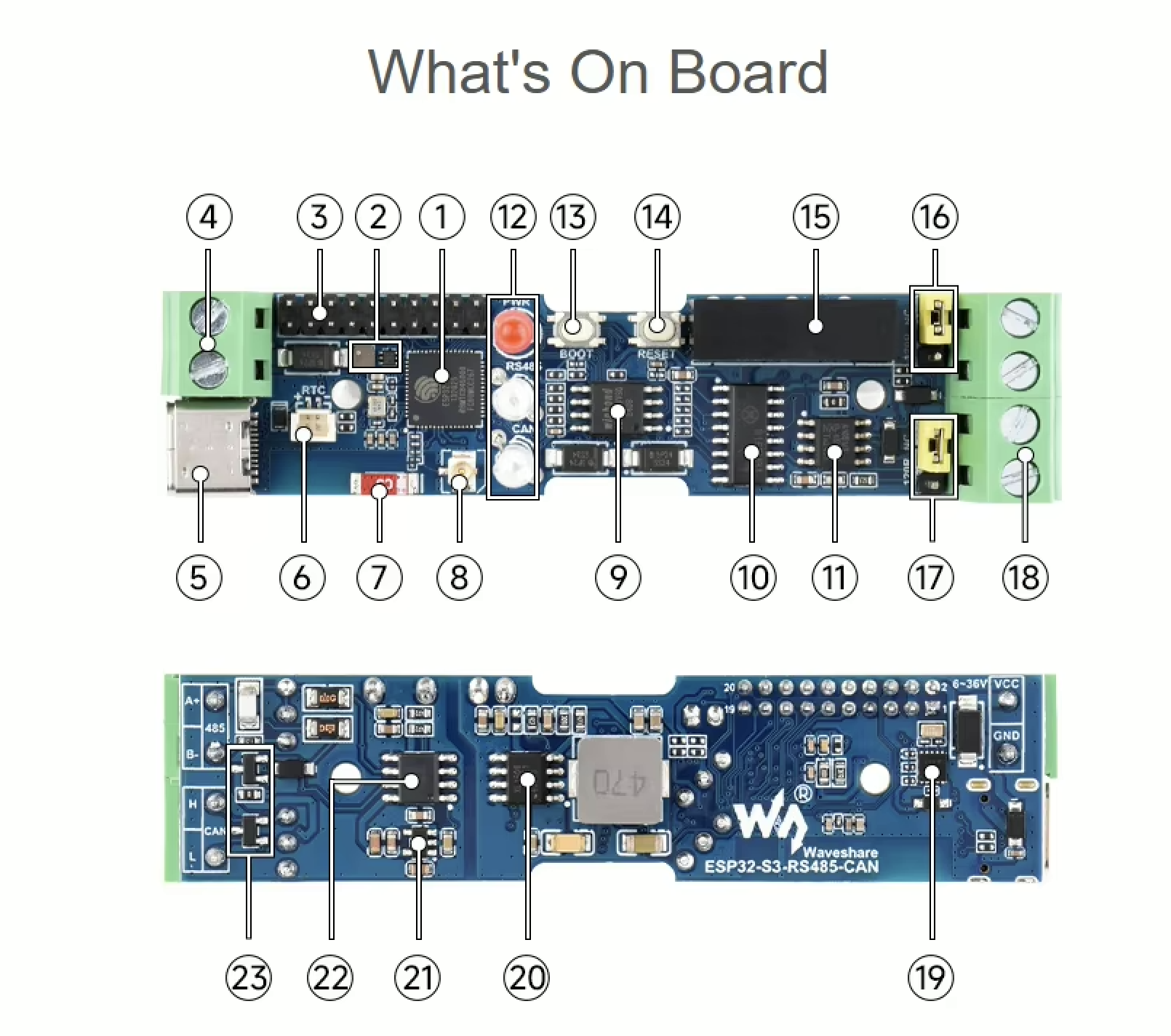 Waveshare Industrial ESP32-S3 Control Board RS485/CAN  Communication Interfaces Output 1 Channel 